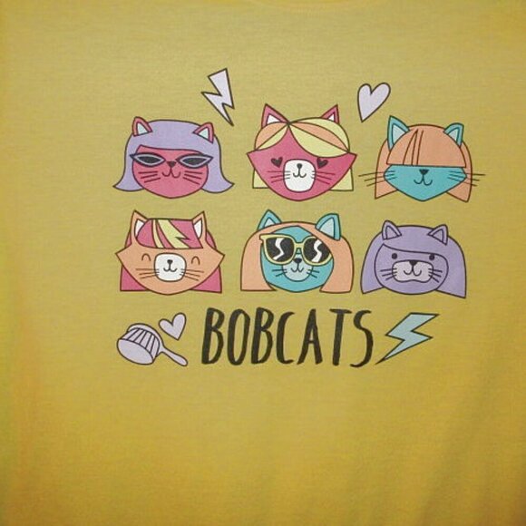 Bobs from Skechers RAINBOW Kitty CATS T-Shirt Size L GLAM Girls BOBCATS Graphic - Picture 2 of 6